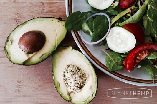 AVOCADO FILLED WITH HEMP SEEDS AND HEMP OIL