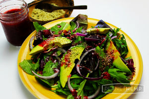 SPRING BERRY SALAD WITH SWEET BERRY HEMP OIL DRESSING